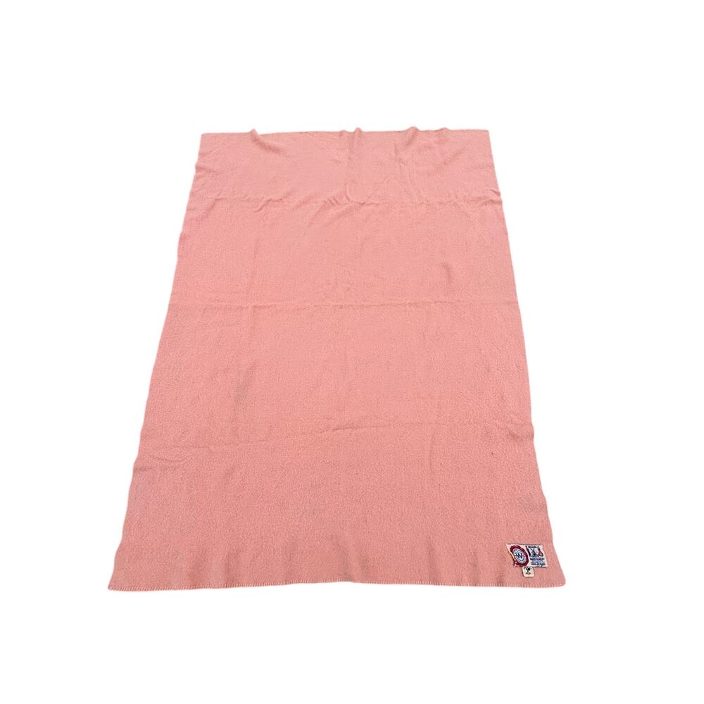 Vintage 100% Virgin Wool Van Wyk Health Blanket Holland, Pink 58 x 83 Mothproof